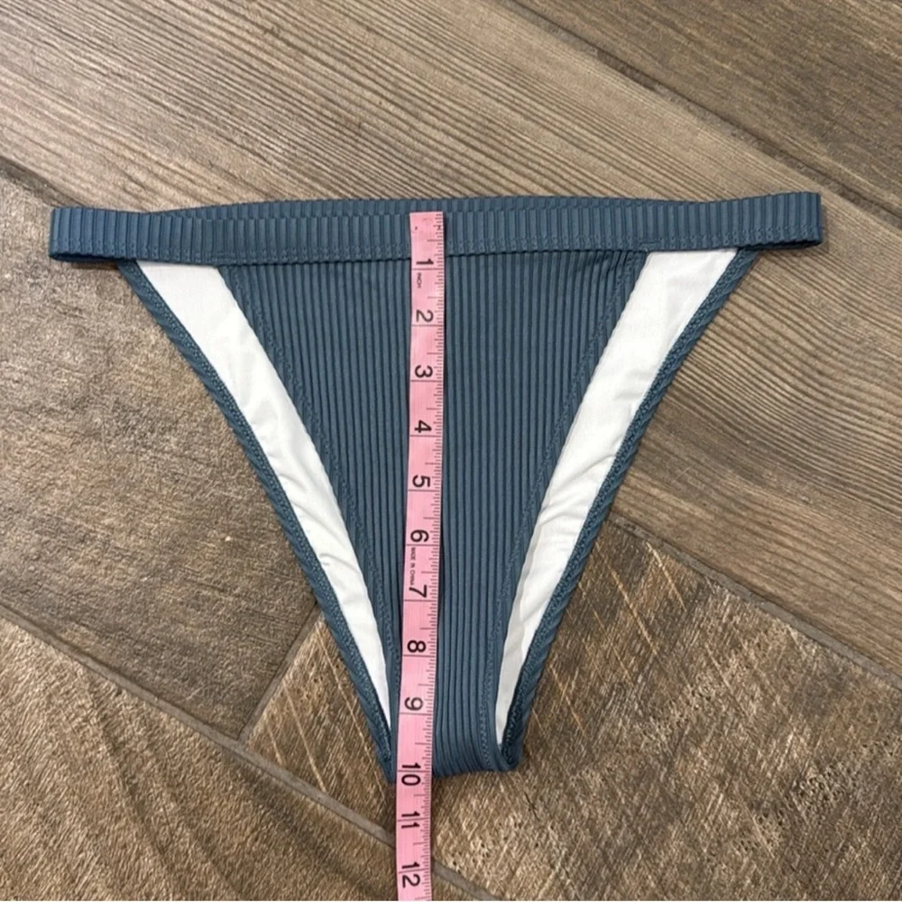 PINK Victoria’s Secret Ribbed High Leg Cheeky Bikini Bottom Teal Small NWT